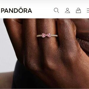 Pandora Gold Ring with Pink Bow